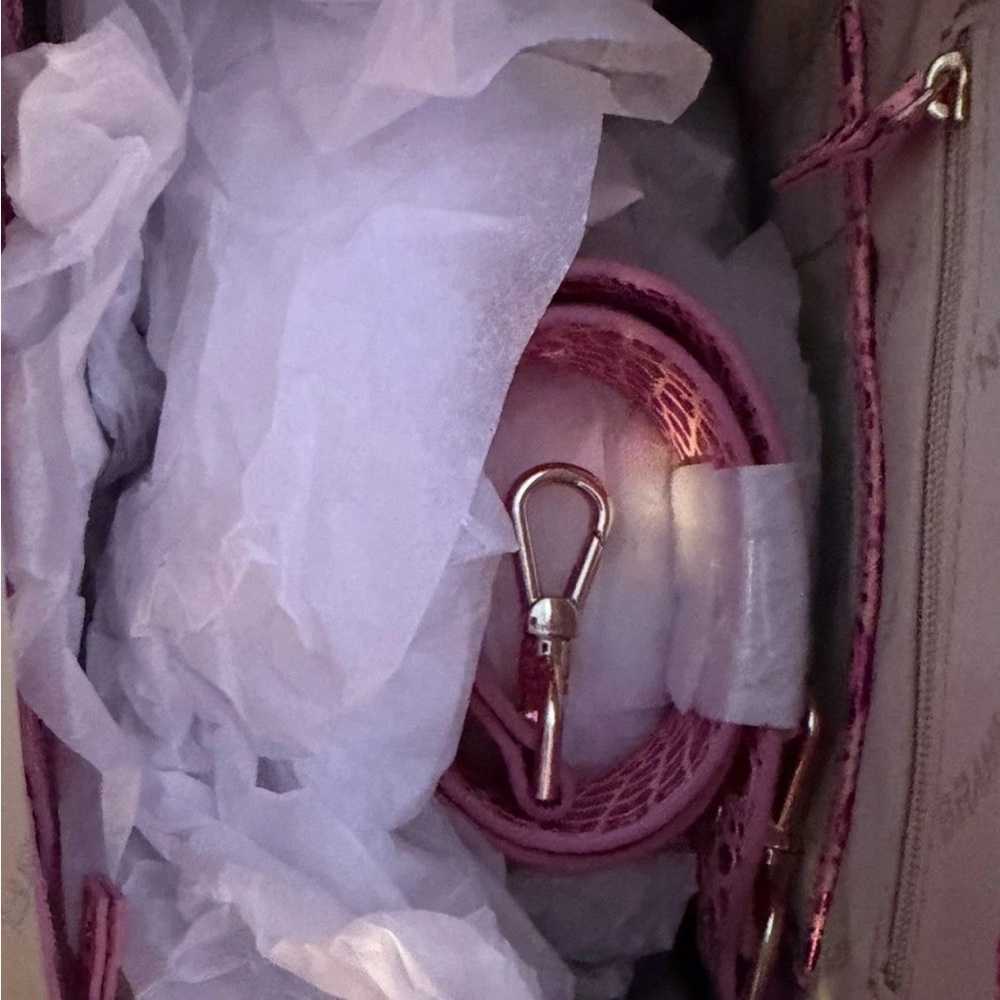 NWT Brahmin Caroline Empower Melbourne Leather Pink Purple sparkle FIRM $ 2 EYES - Picture 15 of 16
